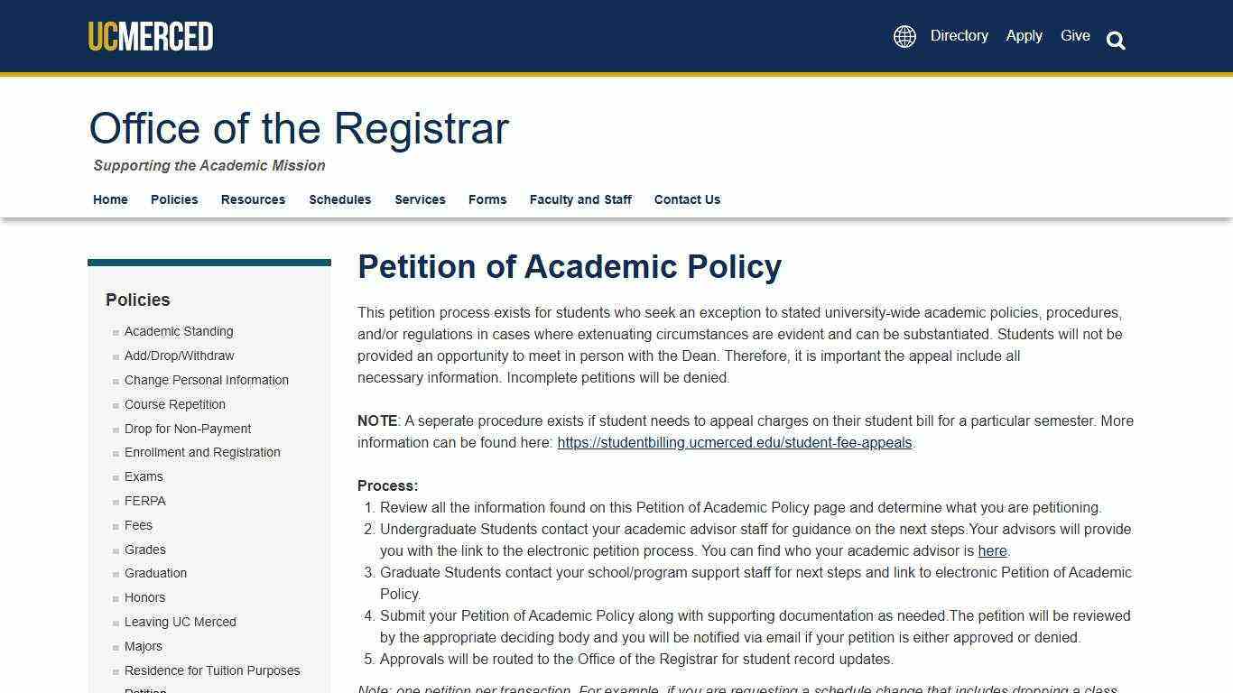 Petition of Academic Policy | Office of the Registrar