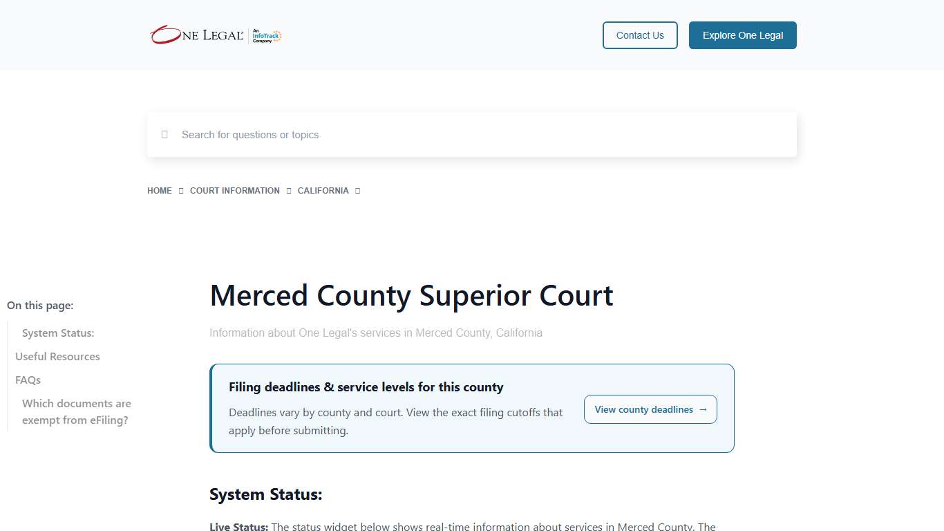 Merced County Superior Court - One Legal